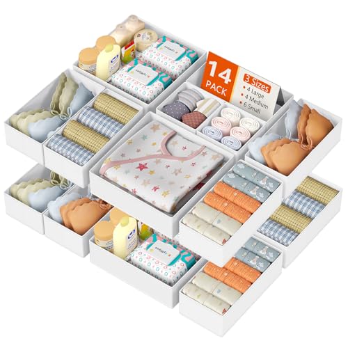 Drawer Organizer Clothes 14 Pack (White / 14 Pack)