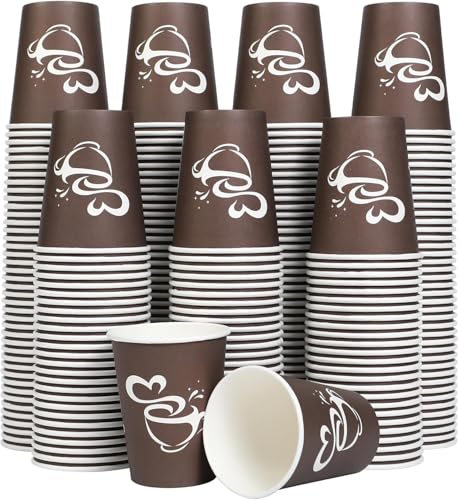 300 Count 12 oz Paper Coffee Cups Disposable Hot Coffee Cups Brown (Brown / 12OZ-300 Pack)