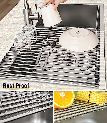Roll Up Dish Drying Rack Over Sink