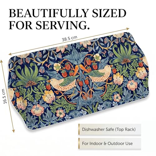 Morris & Co Strawberry Thief Blue Collection Sandwich Tray (15.1" x 6.5" x 1" / Blue Strawberry Thief)