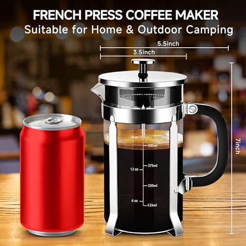 French Press Coffee Maker 304 Stainless Steel Coffee Press (Silvery / 21 oz)