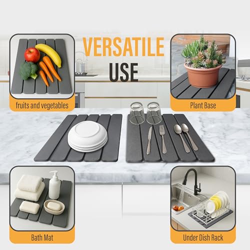 Large Foldable Stone Dish Drying Mat