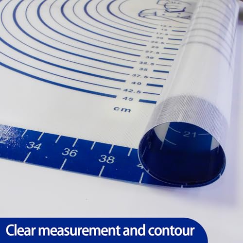 Pastry Dough Mat Silicone Baking Mats for Rolling Out Dough (Blue / 24"L x 32"W)