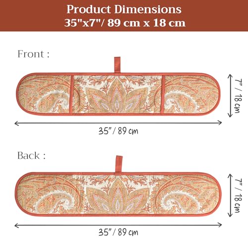 Double Oven Mitts 100% Cotton Double Oven Glove (023 - Kashmir Paisley / 7" x 35" (Double Oven Mitt))
