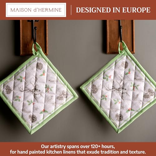 Pot Holders 100% Cotton Potholders (115 - Christmas Dew / 8" x 8" (Pot Holder Pack of 2))