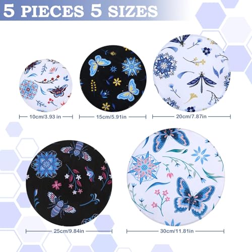5Pcs Reusable Beeswax Elastic Bowl Covers for Bread Proofing and Food Cover (Butterfly)