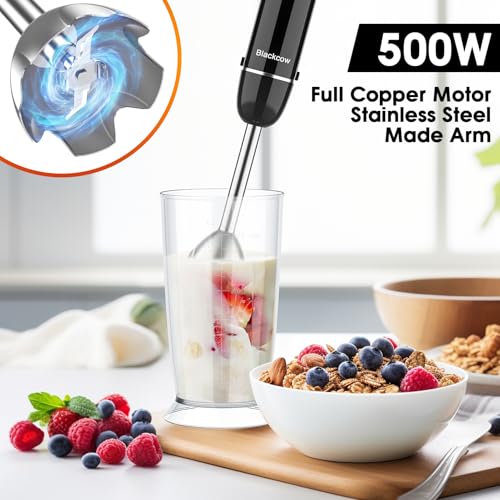 Immersion Blender Set for Kitchen (500 W & 12 Speed / Black Set)