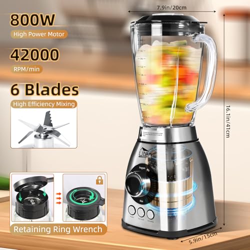 800 Watt Fast Countertop Blender for Smoothies and Shakes (18 Speed Levels and Pulse)