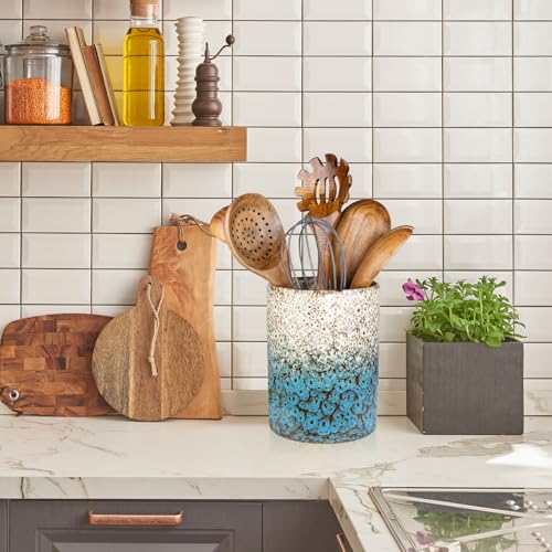 Utensil Holder (White & Blue)