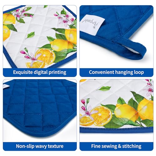 Summer Lemon Oven Mitts and Pot Holders Set (Lemon / Oven Mitt x1 & Pot Holder x1)