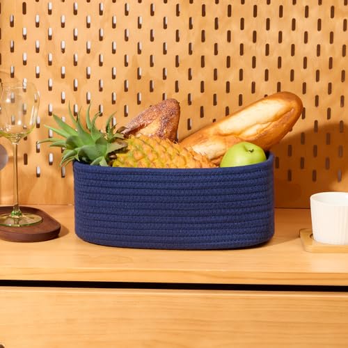 Small Storage Baskets for Organizing (4pcs-L11.5xW7.5xH4.7" / Navy Blue)