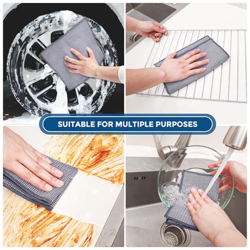 Non Scratch Wire Dishcloth (10pcs Three-layer [Middle Clip Rag] / 9.05x10.6-10PACK)