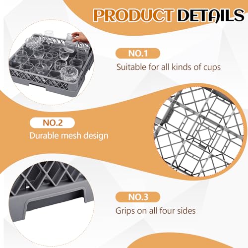 1 Pack Commercial Dishwasher Tray Rack (Gray / 25 Grid)