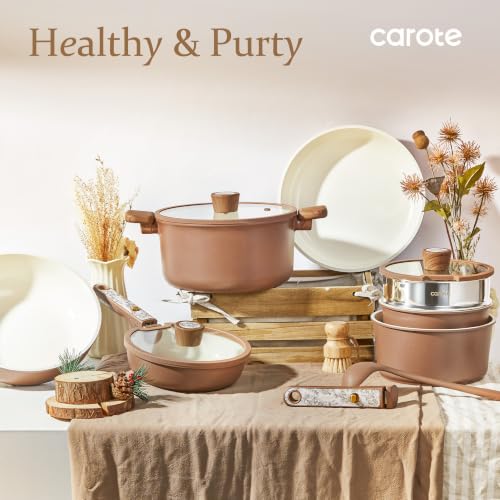 25pcs Ceramic Cookware Sets (Chocolate / 25 Piece)