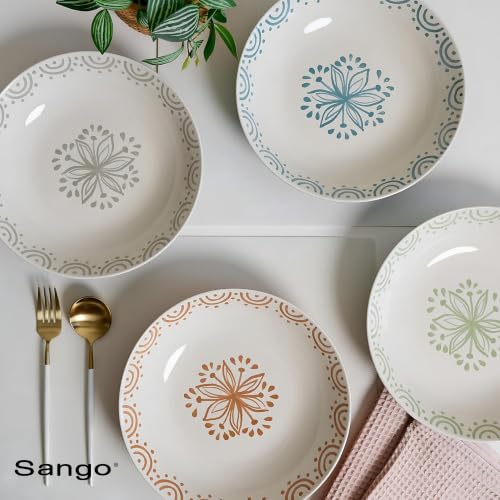 4 Piece Speckled Stoneware Pasta Bowl Set (Glazed Garden / Pasta Bowl Set)