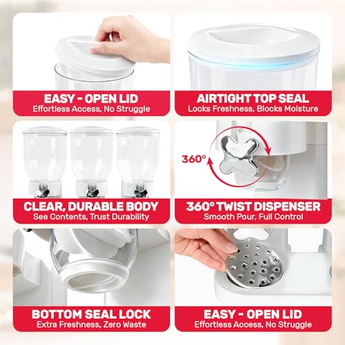 Triple Cereal Dispenser Countertop 2L (Triple 6L White)