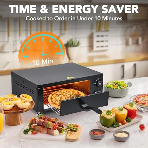 Commercial Electric Pizza Oven 12 in 1100W Sealed Stainless Steel Countertop Pizza Maker with Timer for Restaurant