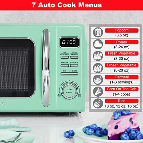 GLCMKZ09GNR09 Retro Countertop Microwave Oven with Auto Cook & Reheat (Green / .9 cu ft / Modern)