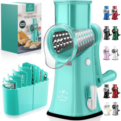 Rotary Cheese Grater Manual Hand Crank 5 Blade Shredder