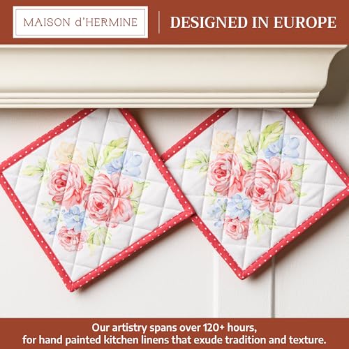Pot Holders 100% Cotton Potholders (006 - Vintage Floral / 8" x 8" (Pot Holder Pack of 2))