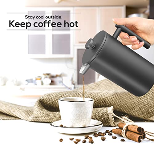 304 Grade Stainless Steel French Press 34 Oz (Black / 34 Ounce)