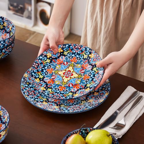 12 Pieces Dinnerware Sets (Service for 4 (12 Pcs) / Bohemian Red)