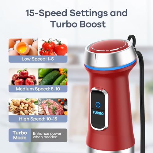 Immersion Blender Handheld (Red)