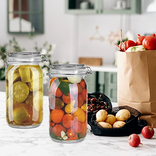 4 Pack Clear Wide Mouth Glass Mason Jars with Airtight Clamp Lids