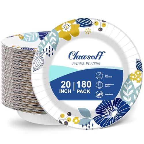 20 oz 180 Pack Paper Bowls Bulk Heavy Duty Disposable Bowls Flower (Flower / 20 oz)