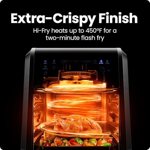 12-Quart 5-in-1 Air Fryer Oven with Digital Timer, Touchscreen, and 12 Presets - Family Size Countertop Convection Oven, Dishwasher-Safe Parts (12 quarts / Black)