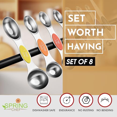Stainless Steel 8 Magnetic Measuring Spoons (Mountain Sunrise / 1-Pack)