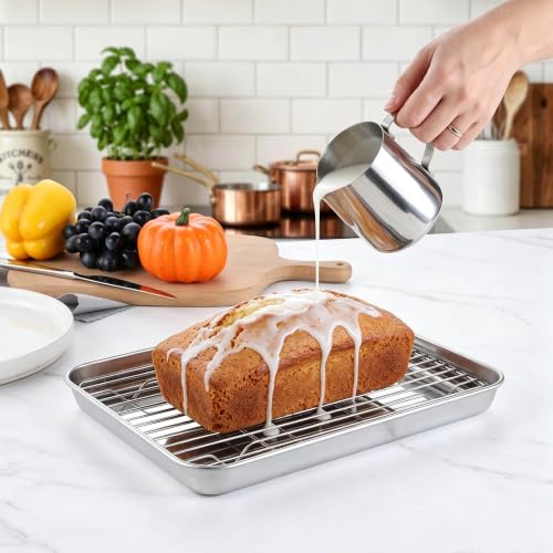 9x7 Inches Mini Stainless Steel Baking Sheet with Cooling Rack Set (9x7x1)