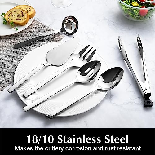 8 piece Large Hostess Serving Utensils Set (8 / Silver)