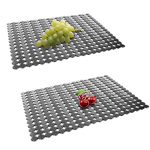 2Pack Kitchen Sink Mat for Stainless Steel (Black Translucent)
