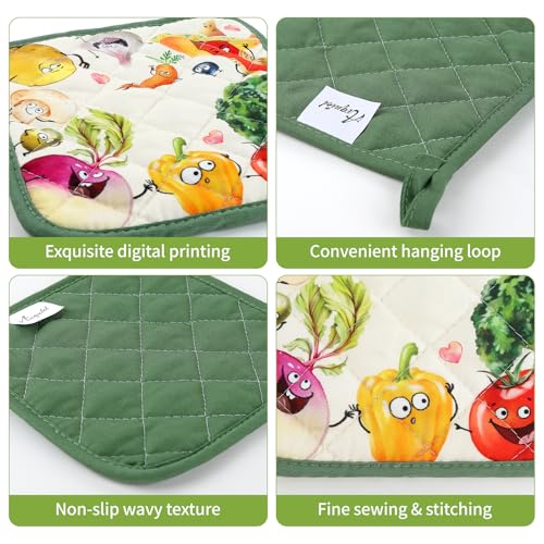 Vegetable Oven Mitts and Pot Holders Set (Vegetables / Oven Mitt x2 & Pot Holder x2)