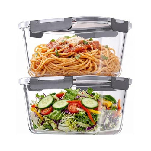 2 Pack 88oz 11 Cups Large Glass Storage Containers with Lids (2600ML*2)