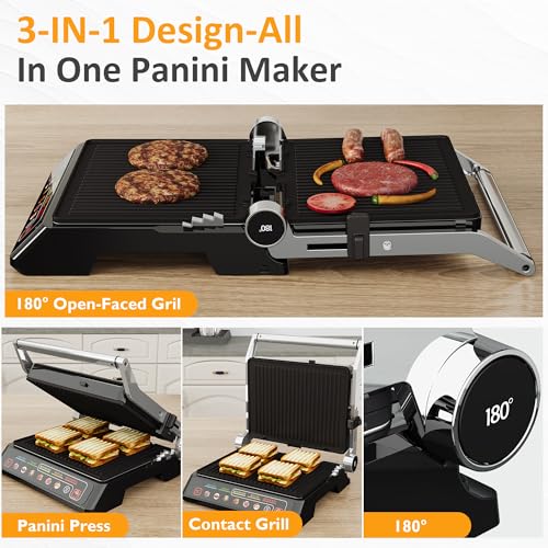 Indoor Grill & Griddle with Preset Menu (Black)