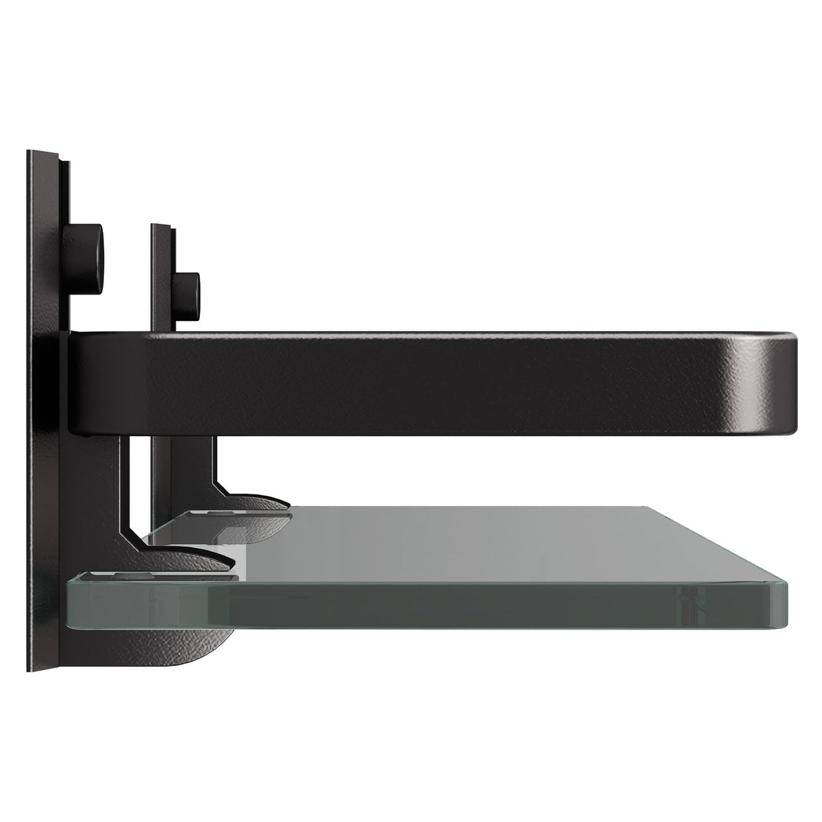Clear Tempered Glass Wall Shelf (Black / Single Shelf)