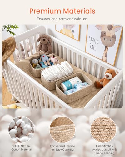 Small Woven Storage Basket for Organizing (Mixed Brown / 13.5"L x 9.5"W x 5"H)