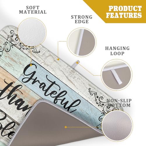 Rustic Wood Dish Drying Mat 18x24 Inch Grateful Thankful Blessed Kitchen Drainer Mats Absorbent Microfiber Rack Holder Countertop Pad (grateful thankful / 18" x 24")