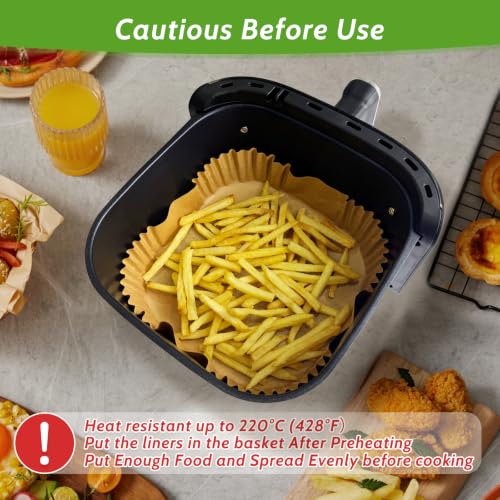 360 Pcs 8” Square Air Fryer Paper Liners Disposable Unbleached Heavy Duty (360 Count)