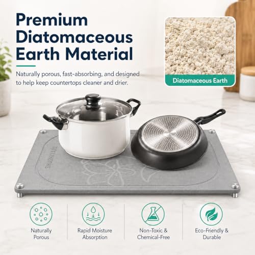 Stone Drying Mat For Kitchen Counter Superb Absorbent Diatomaceous Earth Mats with Non