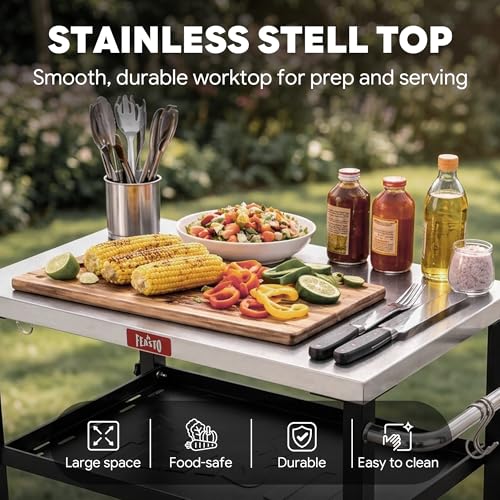 3 Tier Outdoor Grill Cart (Compact)