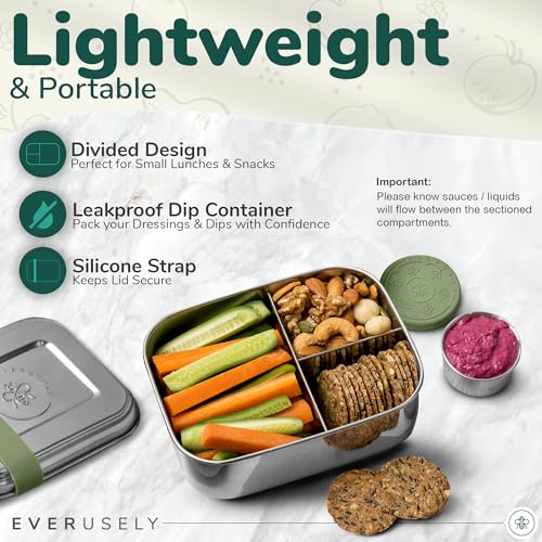 Stainless Steel Bento Box + Condiment Container (Sage / 60oz / 1800ml)