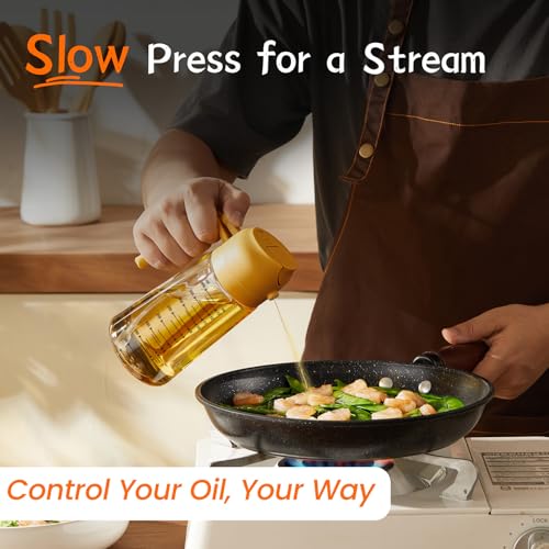 16oz 470ml Glass Olive Oil Sprayer for Cooking (Yellow)