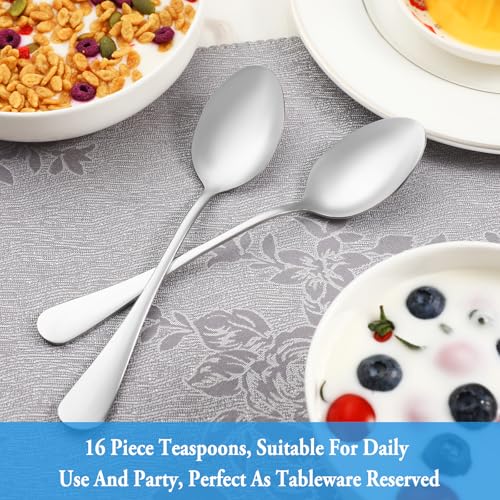 Teaspoon Set 16 Piece 6.7" Spoons Silverware