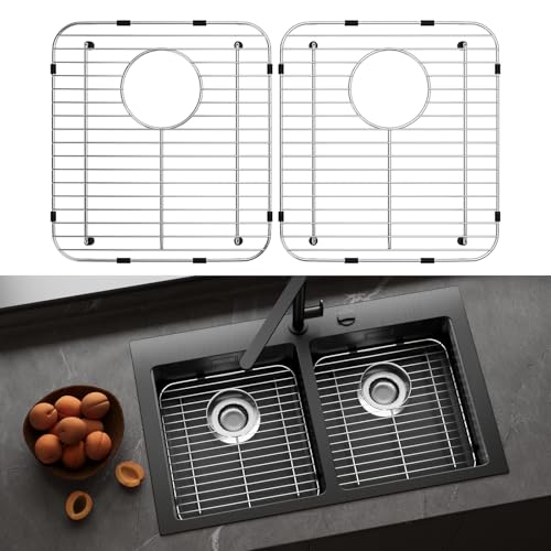 2Pack Stainless Steel Sink Protectors (2Pack-13.1''x11.6''x1''/Rear Drain)
