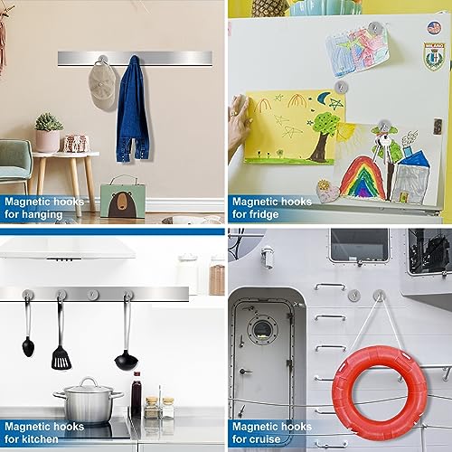 Magnetic Hooks Magnet Hook for Cruise Cabins 85LBS Essentials 6P (Silver / 0.98in)