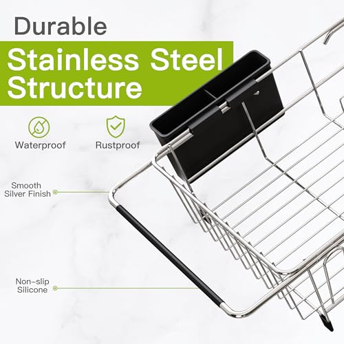 in Sink Dish Drying Rack with Mat (Silver / For 12"-30"w Sink, with Mat)