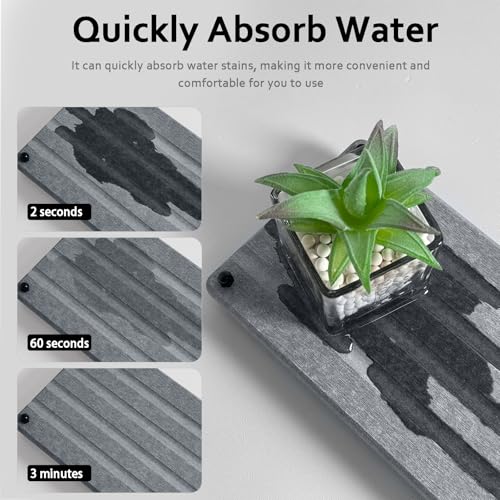 2 PCS Water Absorbing Stone Trays for Bathroom Sink Fast Drying Coasters (11" X 4.7" Gray)